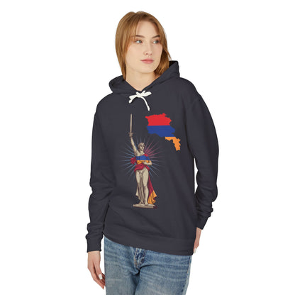 Armenia Pride Hoodie — Lady Justice Draped in Armenian Flag with Map