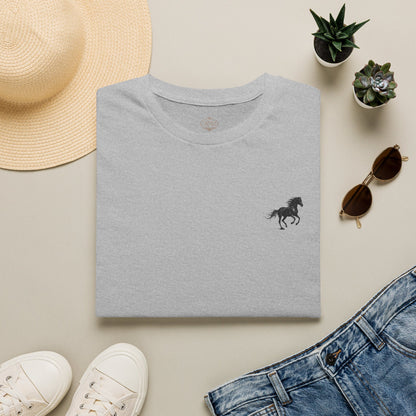 Minimalist Running Horse Tee — Small Chest Silhouette T-Shirt