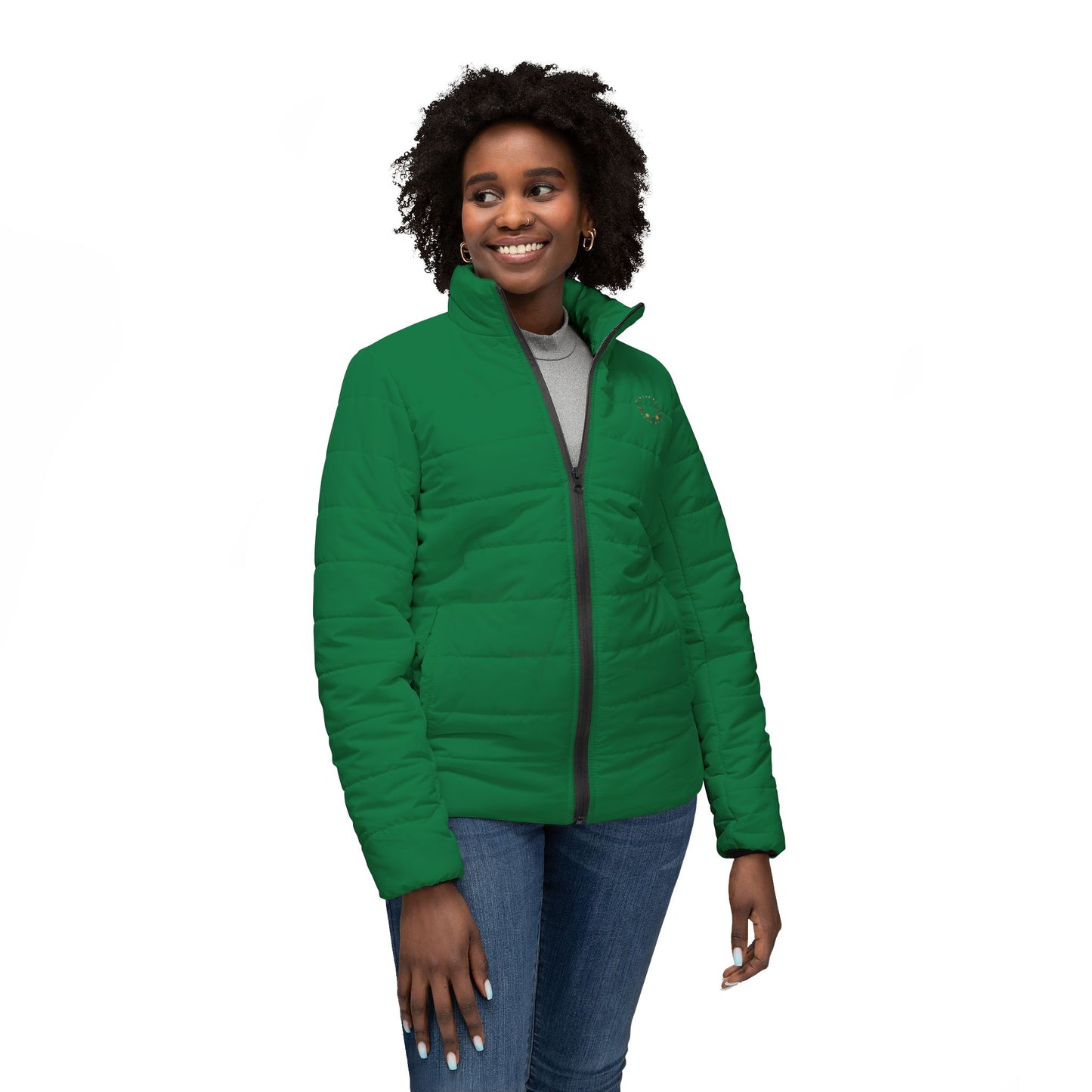 Women’s Green Puffer Jacket — Lightweight Quilted Coat for Cold Weather