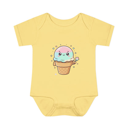 Cute Kawaii Ice Cream Cone Infant Bodysuit - Pastel Baby Onesie