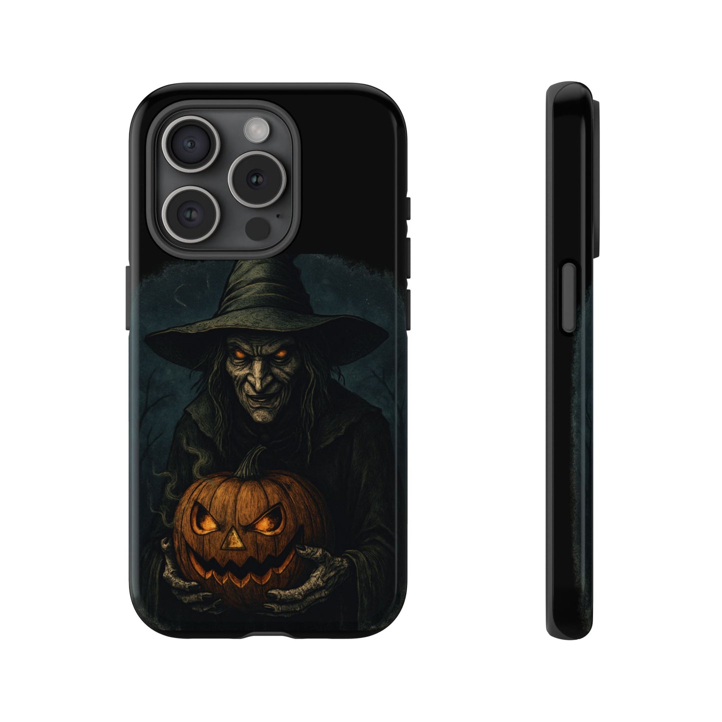 Halloween Phone Case, Tough Cases with Witch and Pumpkin Design, Spooky Gift for Witch Lovers, Fall Phone Accessory, Unique Halloween Decor