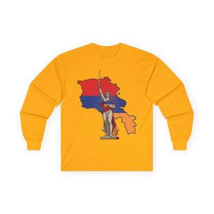 Armenia Map Long Sleeve Tee — Mother Armenia Statue Graphic