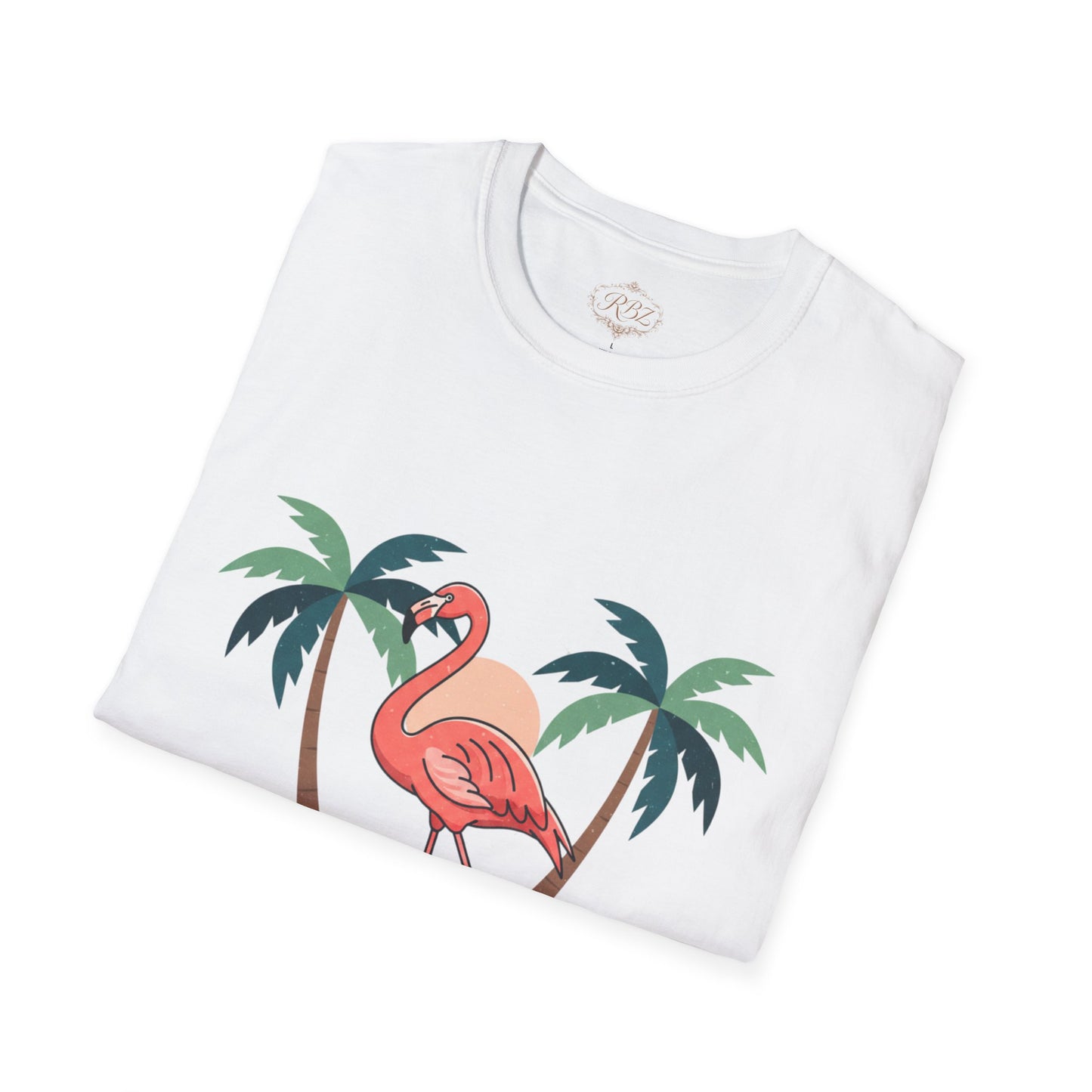 Flamingo Beach T-Shirt — Tropical Palm Island Graphic Tee