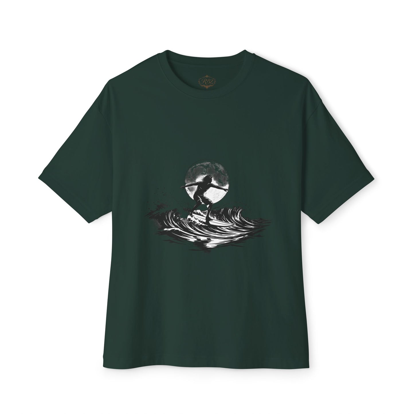 Surf Moon Graphic Tee — Silhouette Surfer on Waves