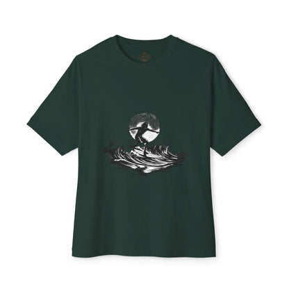 Surf Moon Graphic Tee — Silhouette Surfer on Waves