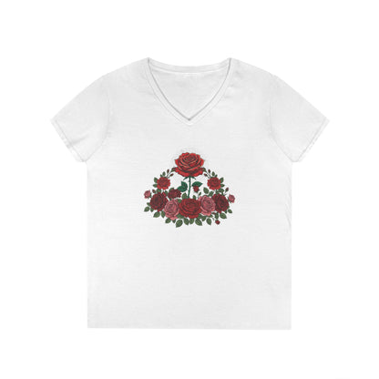 Rose Bouquet V-Neck Tee — Floral Garden Ladies' T-Shirt