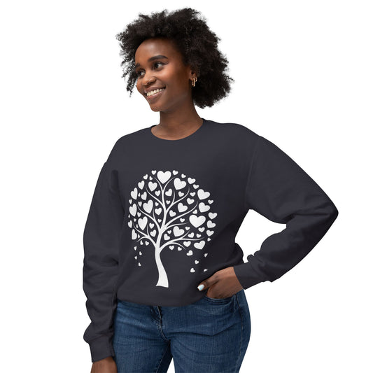 Heart Tree Crewneck Sweatshirt — Cute Love Tree Graphic Pullover