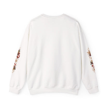 Merry Christmas Reindeer & Christmas Tree Sweatshirt – Festive Holiday Crewneck with Decorative Sleeves