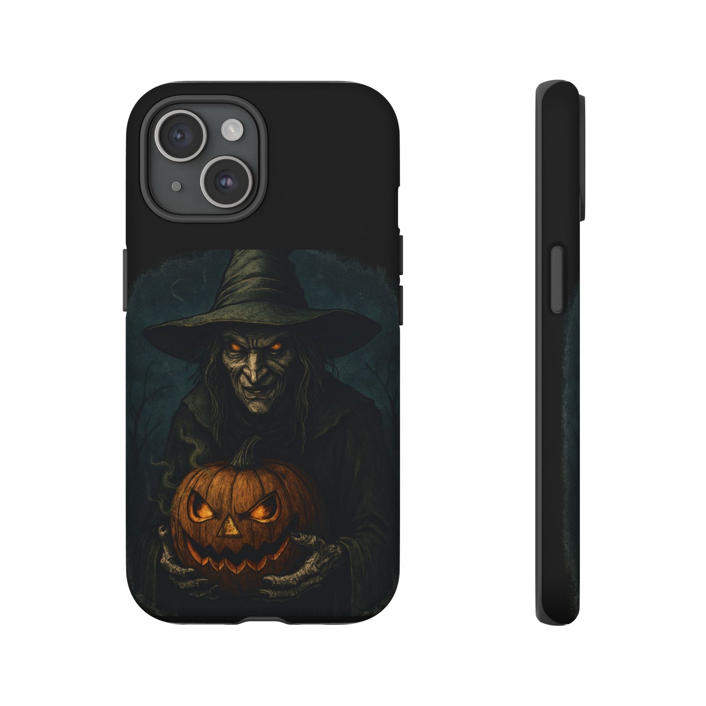 Halloween Phone Case, Tough Cases with Witch and Pumpkin Design, Spooky Gift for Witch Lovers, Fall Phone Accessory, Unique Halloween Decor