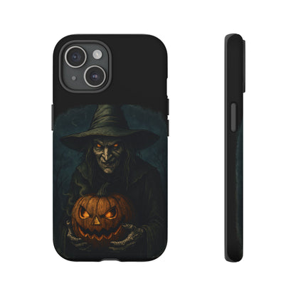 Halloween Phone Case, Tough Cases with Witch and Pumpkin Design, Spooky Gift for Witch Lovers, Fall Phone Accessory, Unique Halloween Decor