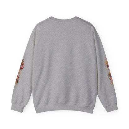 Merry Christmas Reindeer & Christmas Tree Sweatshirt – Festive Holiday Crewneck with Decorative Sleeves