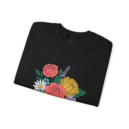 Floral Bouquet Crewneck Sweatshirt — Rose & Daisy Garden Graphic