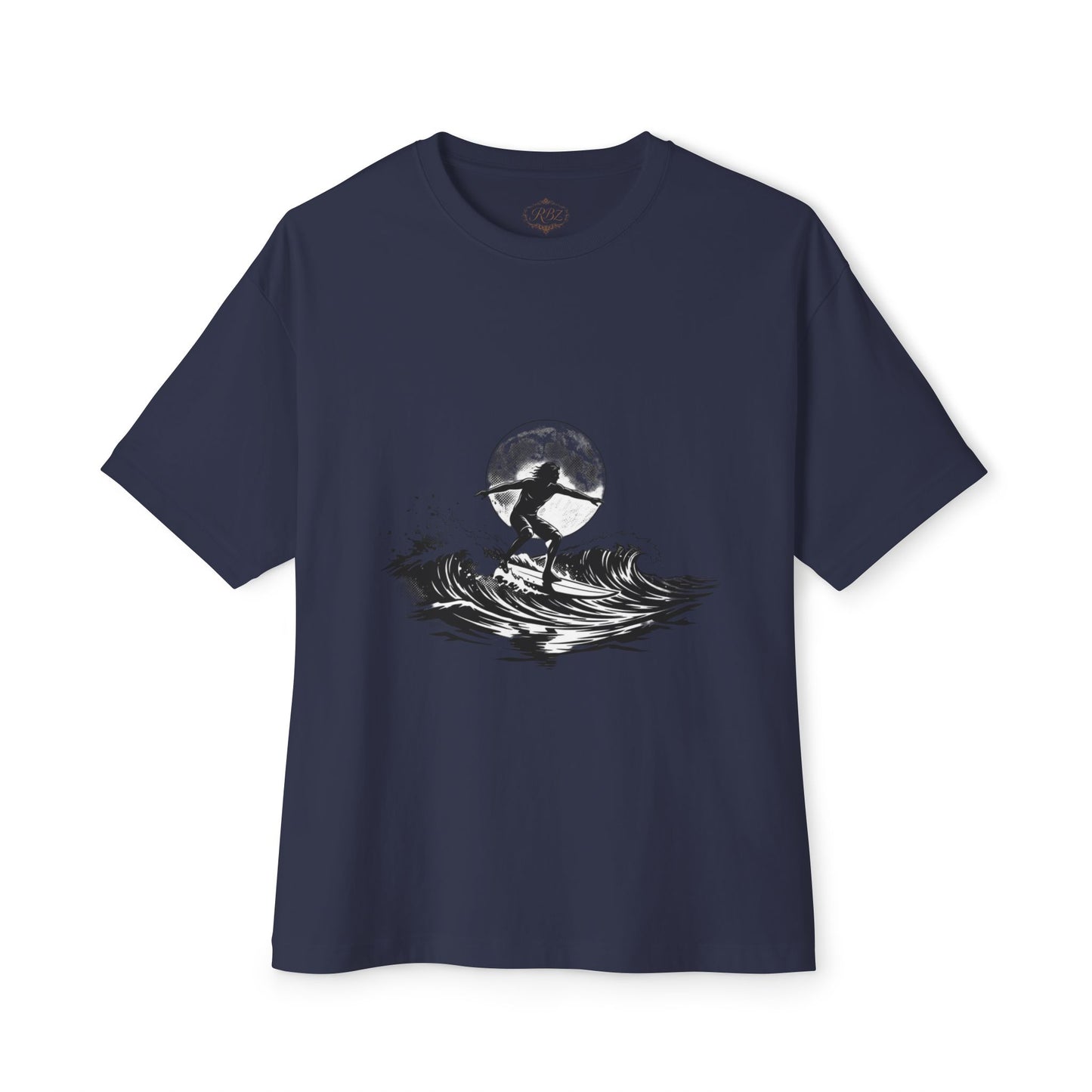 Surf Moon Graphic Tee — Silhouette Surfer on Waves