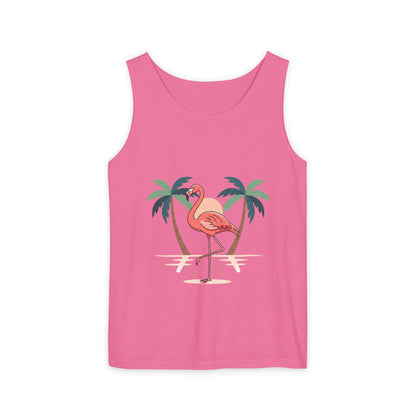 Flamingo Beach Tank Top — Tropical Palm Vacation Graphic Tank