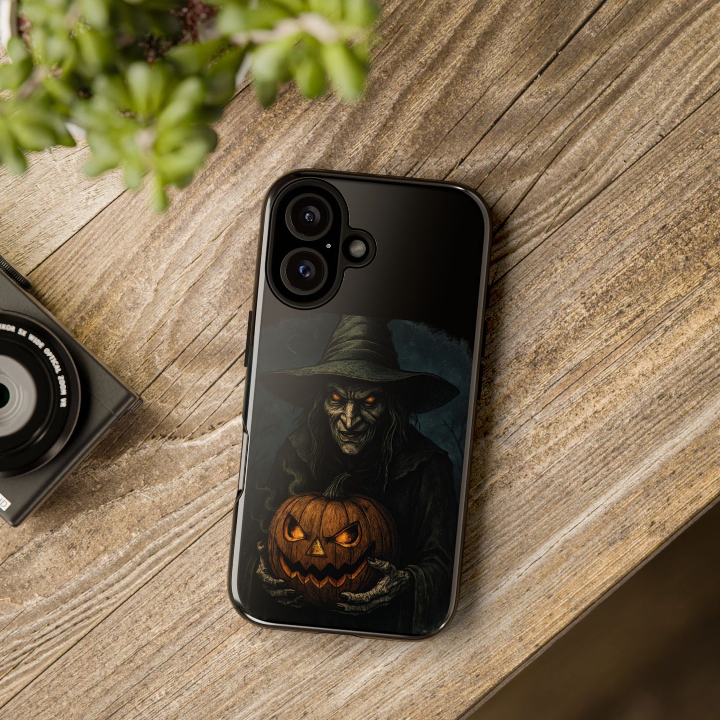 Halloween Phone Case, Tough Cases with Witch and Pumpkin Design, Spooky Gift for Witch Lovers, Fall Phone Accessory, Unique Halloween Decor