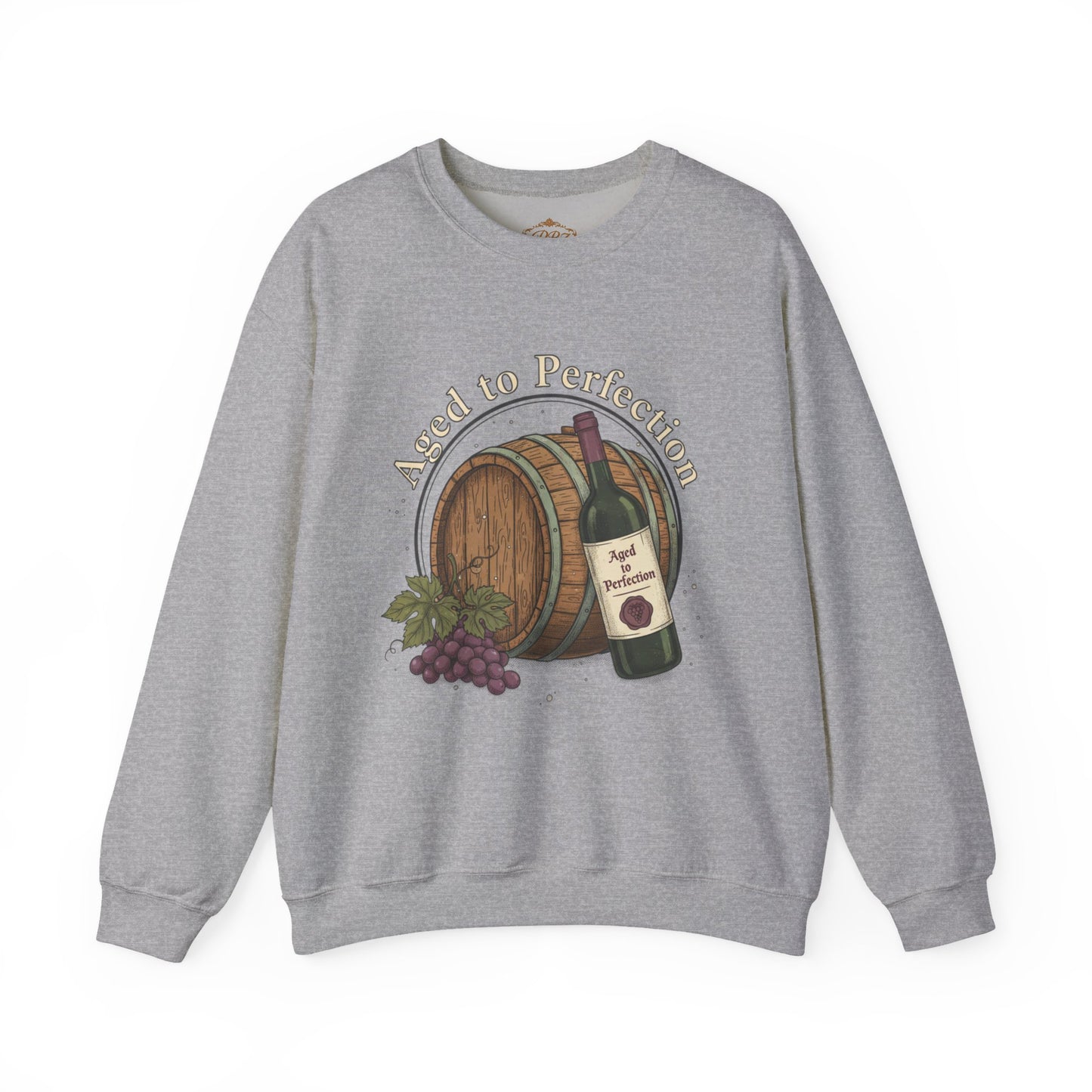 Wine Barrel 'Aged to Perfection' Sweatshirt — "Birthday Vibes Only" Crewneck