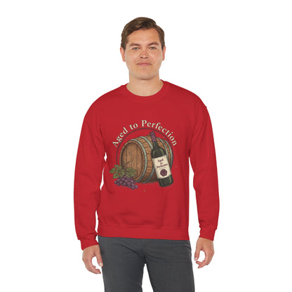 Wine Barrel 'Aged to Perfection' Sweatshirt — "Birthday Vibes Only" Crewneck