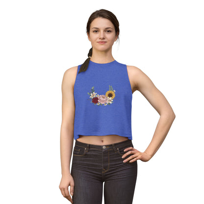 Floral Bouquet Crop Top — Sunflower & Rose Women's Tank