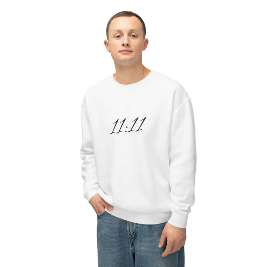 11:11 Crewneck Sweatshirt — Minimal White 'Blessed' Back Design