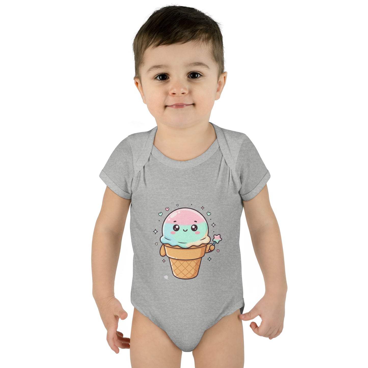 Cute Kawaii Ice Cream Cone Infant Bodysuit - Pastel Baby Onesie