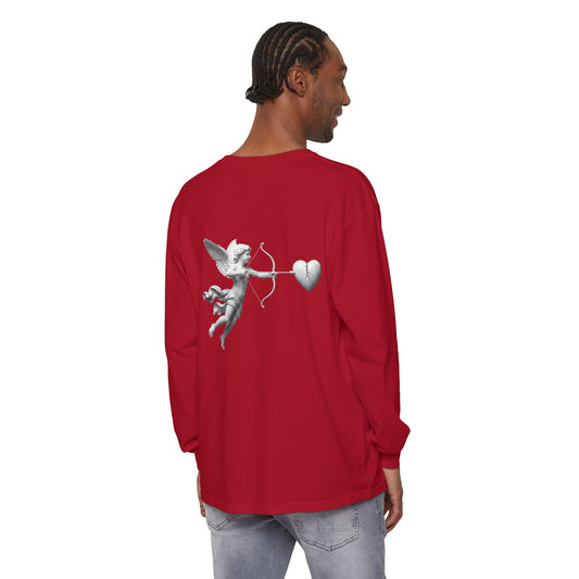 Cupid Cherub Long Sleeve Tee — Vintage Cupid Heart Graphic