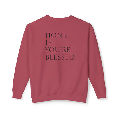 Honk If You're Blessed Crewneck Sweatshirt — Minimal Faith-Inspired Graphic