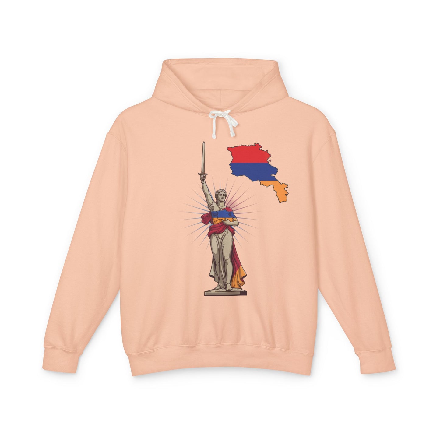Armenia Pride Hoodie — Lady Justice Draped in Armenian Flag with Map