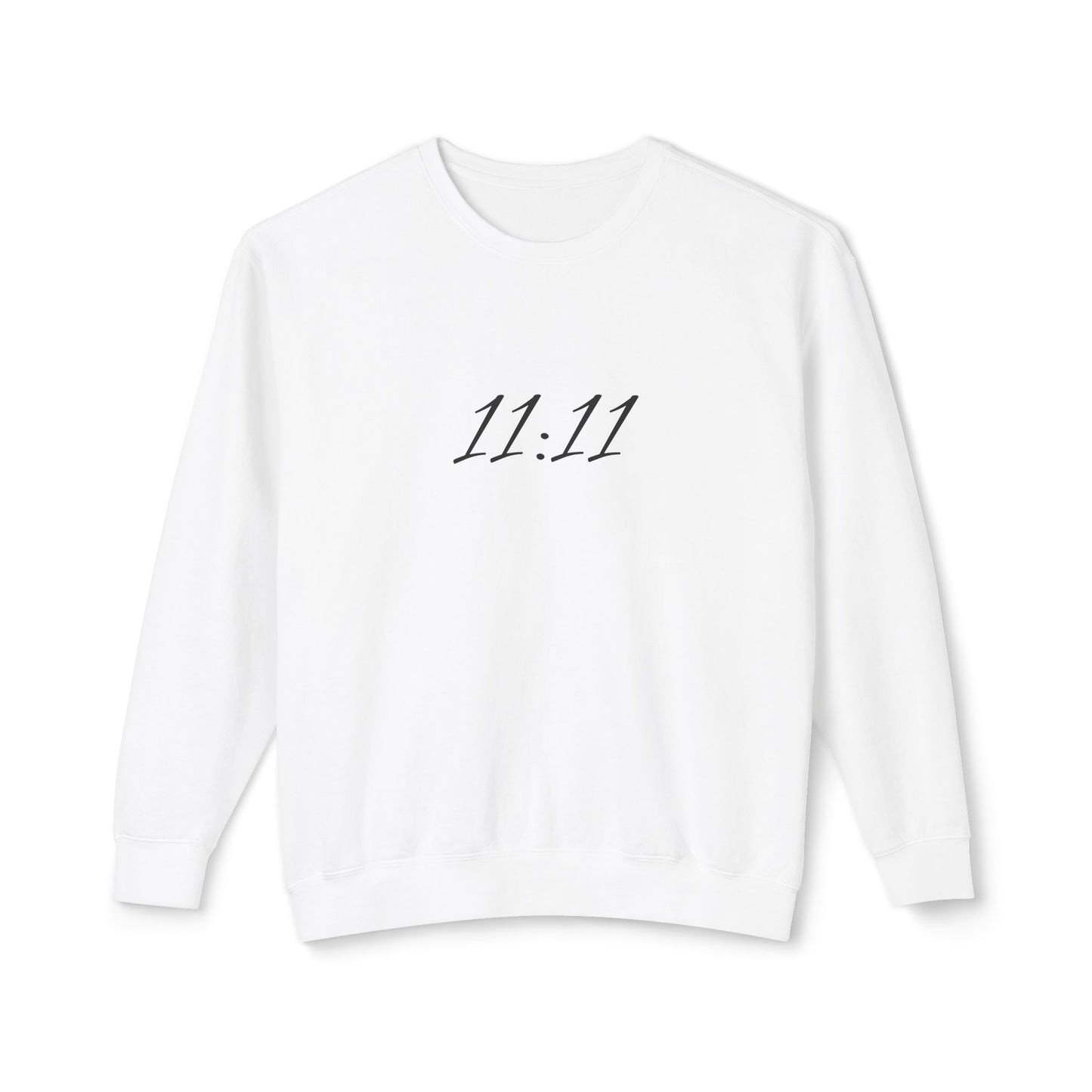 11:11 Crewneck Sweatshirt — Minimal White 'Blessed' Back Design