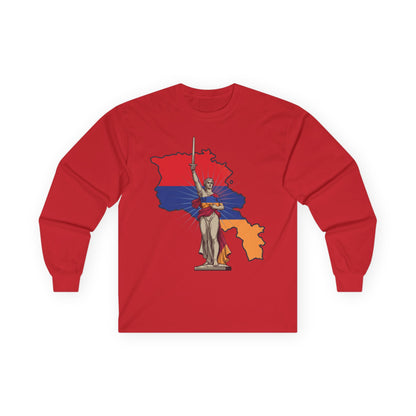 Armenia Map Long Sleeve Tee — Mother Armenia Statue Graphic