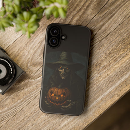 Halloween Phone Case, Tough Cases with Witch and Pumpkin Design, Spooky Gift for Witch Lovers, Fall Phone Accessory, Unique Halloween Decor