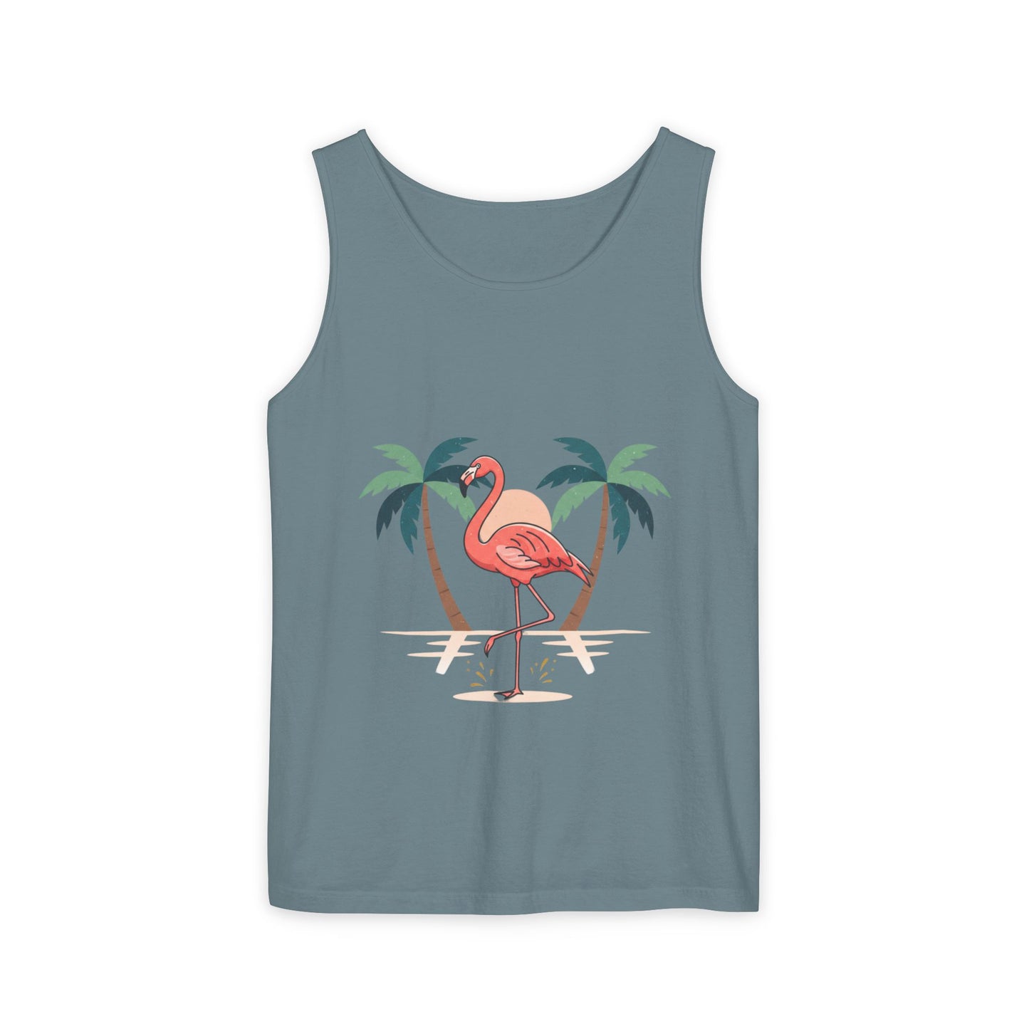 Flamingo Beach Tank Top — Tropical Palm Vacation Graphic Tank