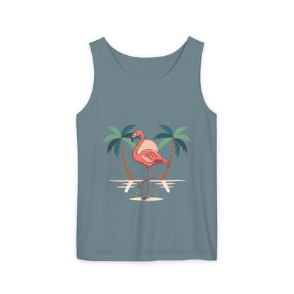 Flamingo Beach Tank Top — Tropical Palm Vacation Graphic Tank