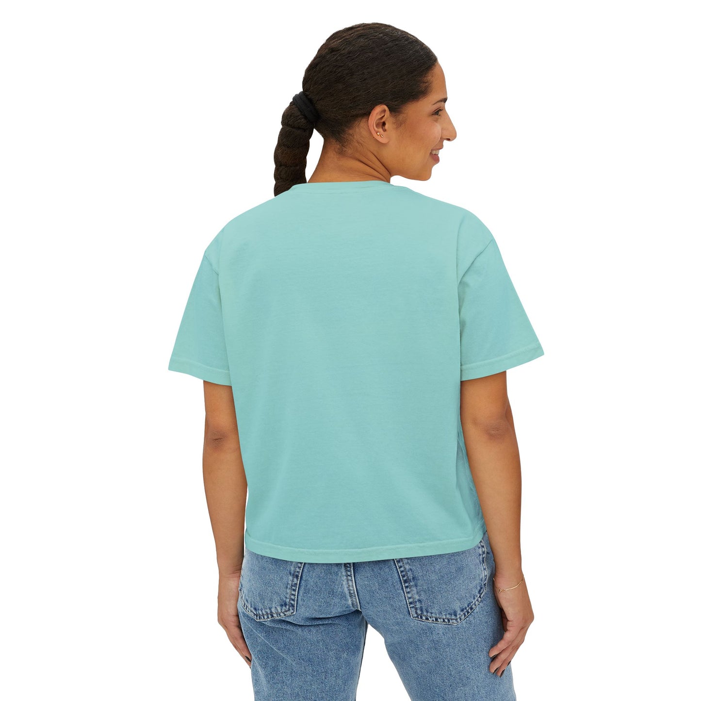 Easter Chick Boxy Tee — Cute Hatching Chick Graphic Women's Crop T-Shirt