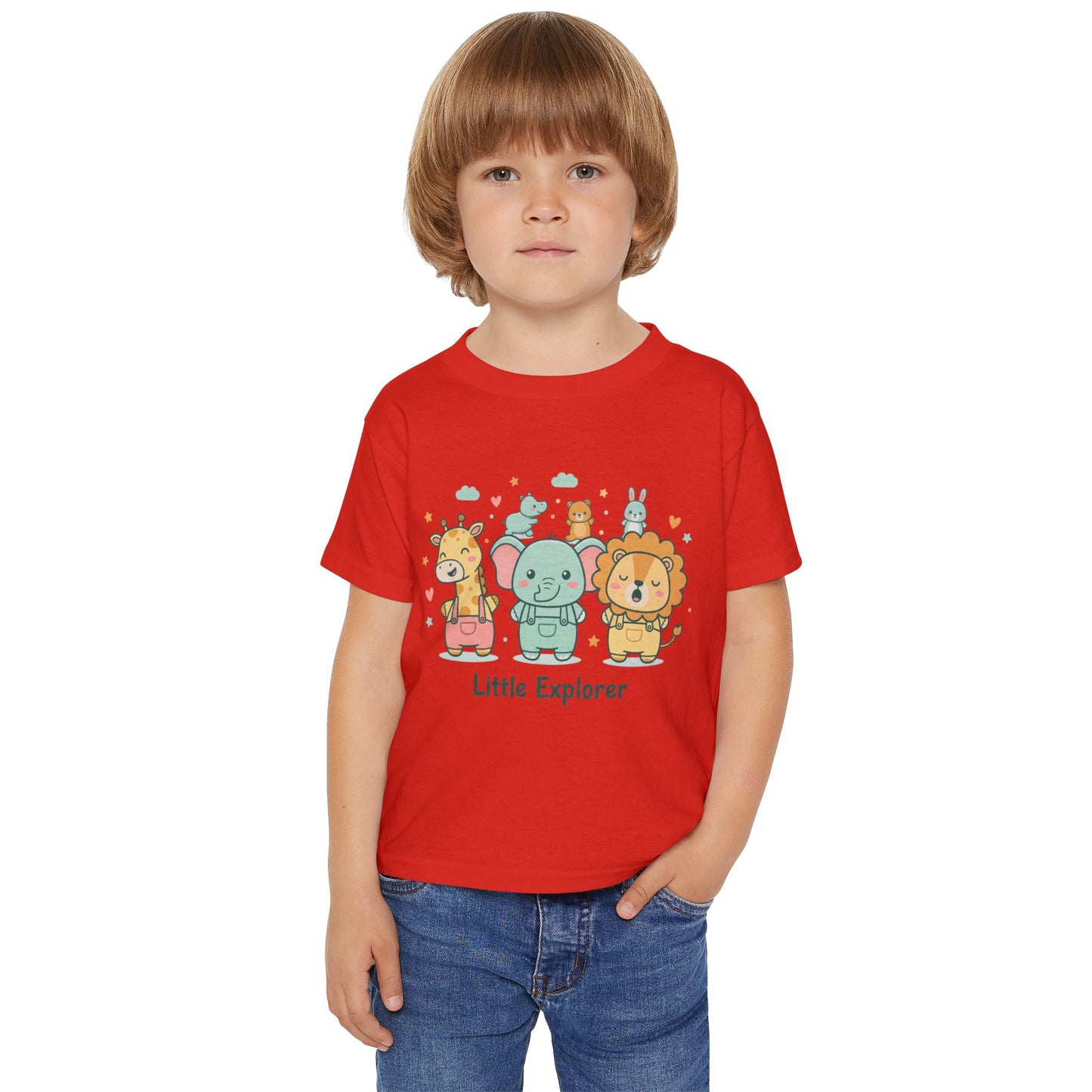 Little Explorer Toddler T‑Shirt — Cute Animal Crew with “Little Explorer” Front & “Happy Little Human Here” Back
