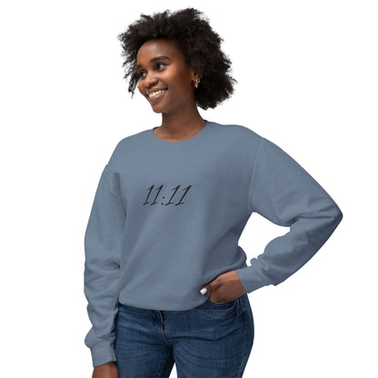 11:11 Crewneck Sweatshirt — Minimal White 'Blessed' Back Design