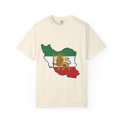 Iran Map T-Shirt with Lion and Sun Flag — Persian Heritage Tee