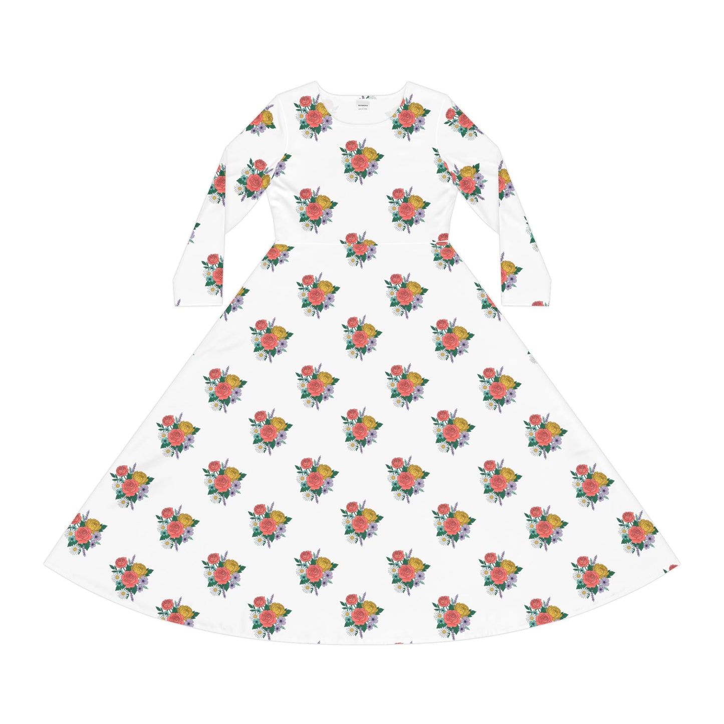 Floral Ballet Dance Dress — Long Sleeve Women's Twirl Dress
