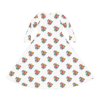 Floral Ballet Dance Dress — Long Sleeve Women's Twirl Dress