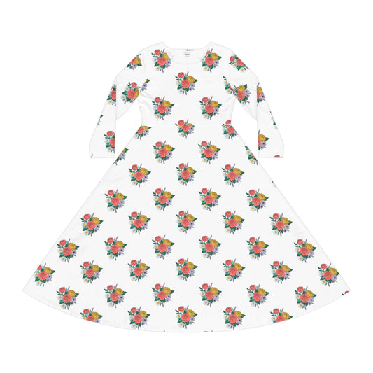 Floral Ballet Dance Dress — Long Sleeve Women's Twirl Dress
