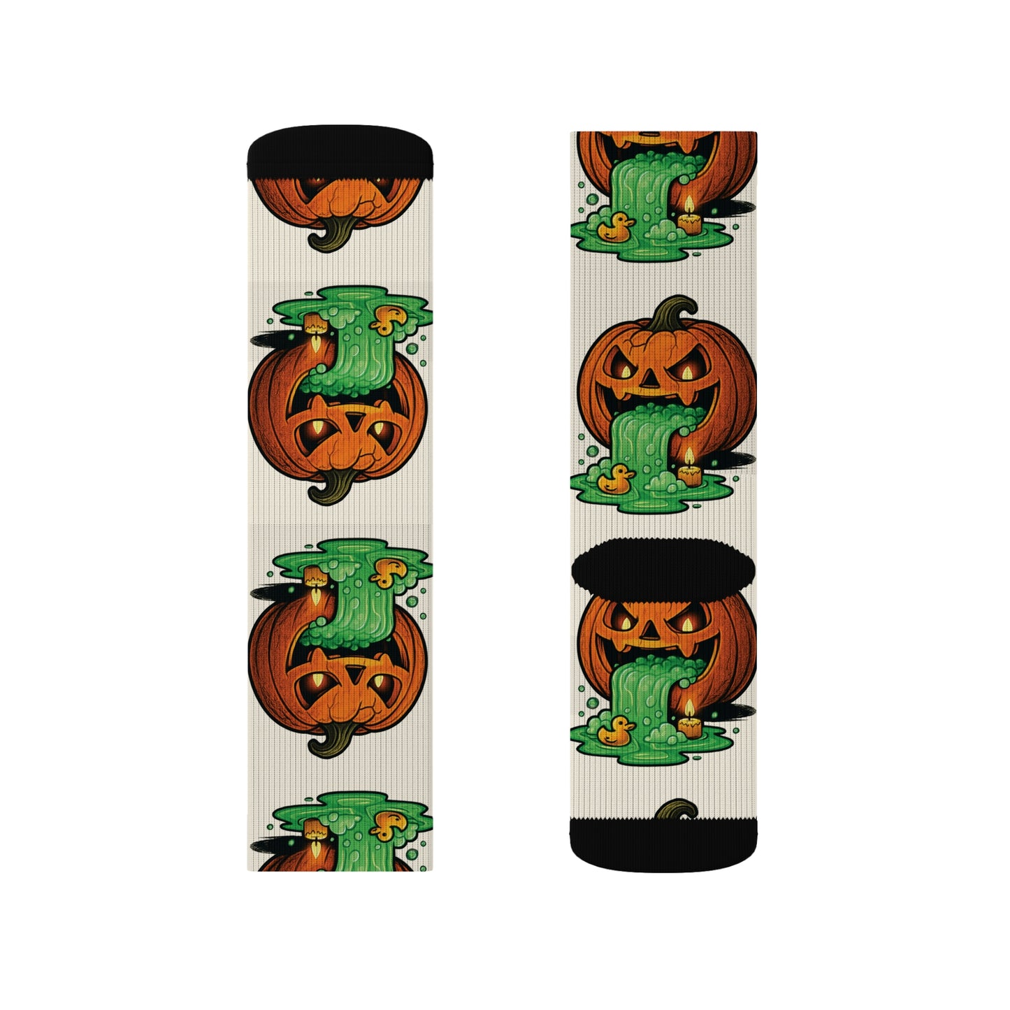 Halloween Sublimation Socks, Fun Holiday Socks, Pumpkin and Monster Design, Cozy Fall Accessories, Unique Gift for October