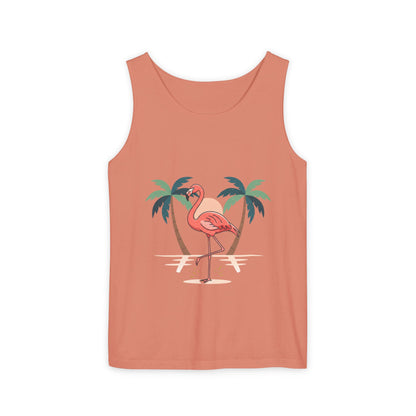 Flamingo Beach Tank Top — Tropical Palm Vacation Graphic Tank