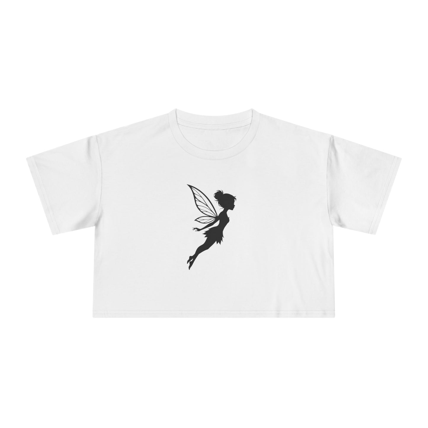 Fairy Silhouette Women's Crop Tee — Whimsical Pixie Graphic Top