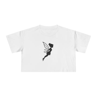 Fairy Silhouette Women's Crop Tee — Whimsical Pixie Graphic Top