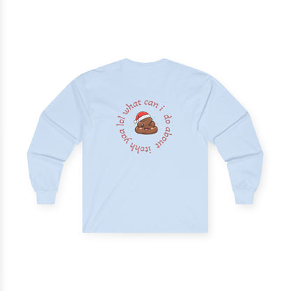 Christmas Coffee Long Sleeve Tee — “Shitter Is Full for Christmas” Funny Holiday Shirt