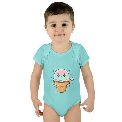 Cute Kawaii Ice Cream Cone Infant Bodysuit - Pastel Baby Onesie