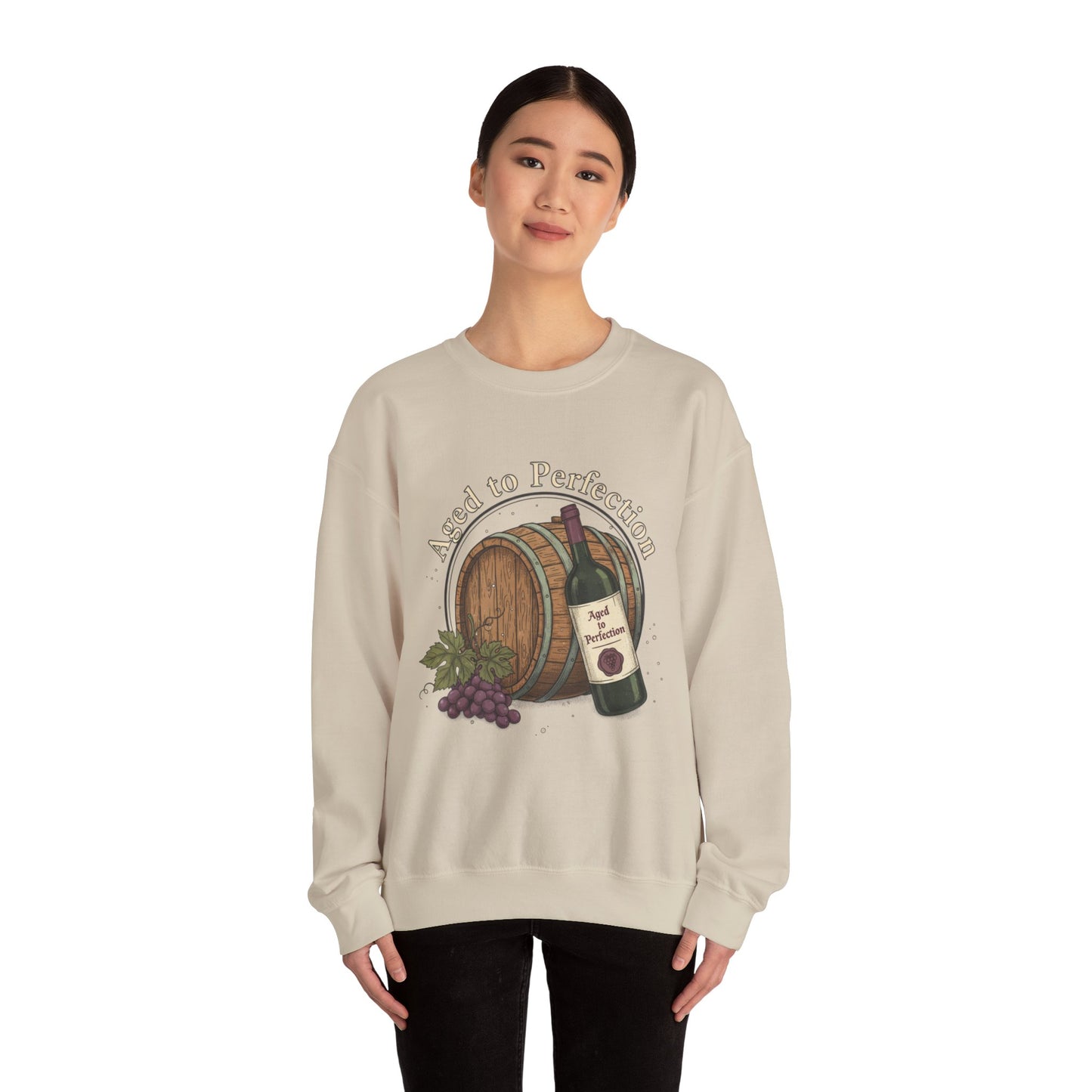 Wine Barrel 'Aged to Perfection' Sweatshirt — "Birthday Vibes Only" Crewneck