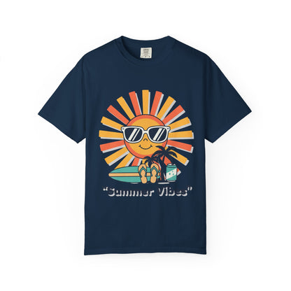 Summer Vibes T-Shirt — Retro Sun with Sunglasses Beach Graphic