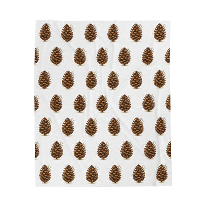 Cozy Pinecone Velveteen Plush Blanket | Soft Throw for Winter Holidays, Home Decor, Gift for Mom, Snuggling, Camping
