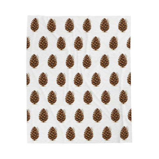 Cozy Pinecone Velveteen Plush Blanket | Soft Throw for Winter Holidays, Home Decor, Gift for Mom, Snuggling, Camping