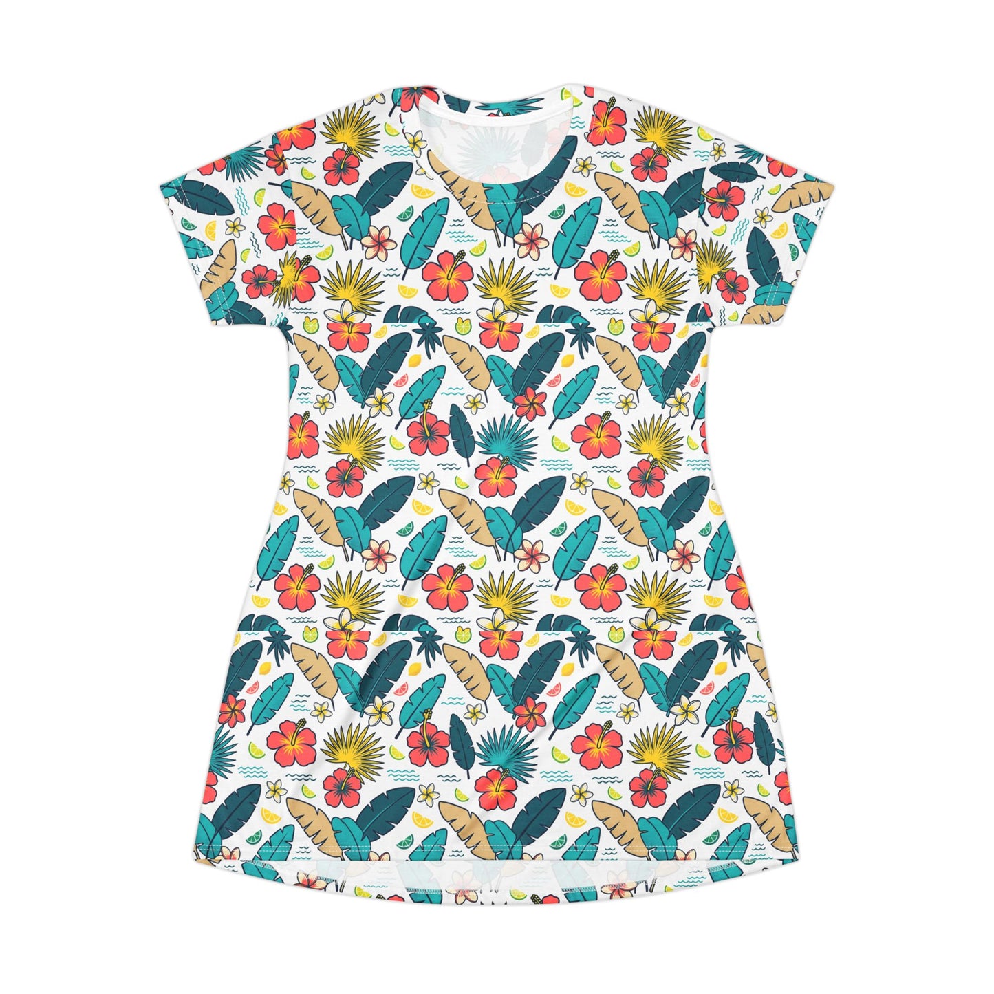 T-Shirt Dress — Tropical Surf Floral All-Over Print